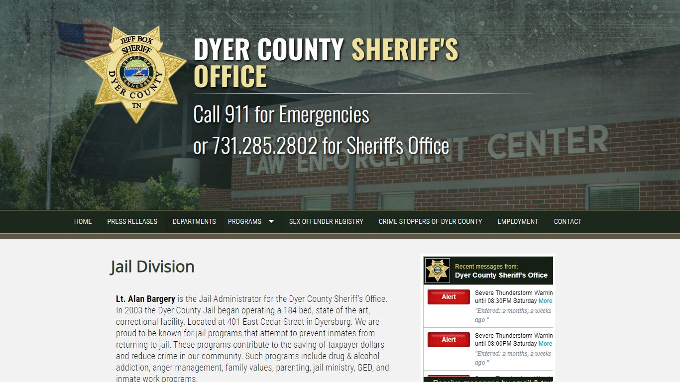 Jail Division - Dyer County Sheriff's Office - Tennessee